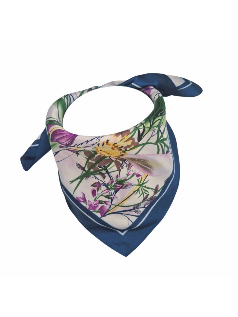 ⭐Luxur Elegant Purple Floral Silky Square Scarf Leaf Floral Print headband hijab